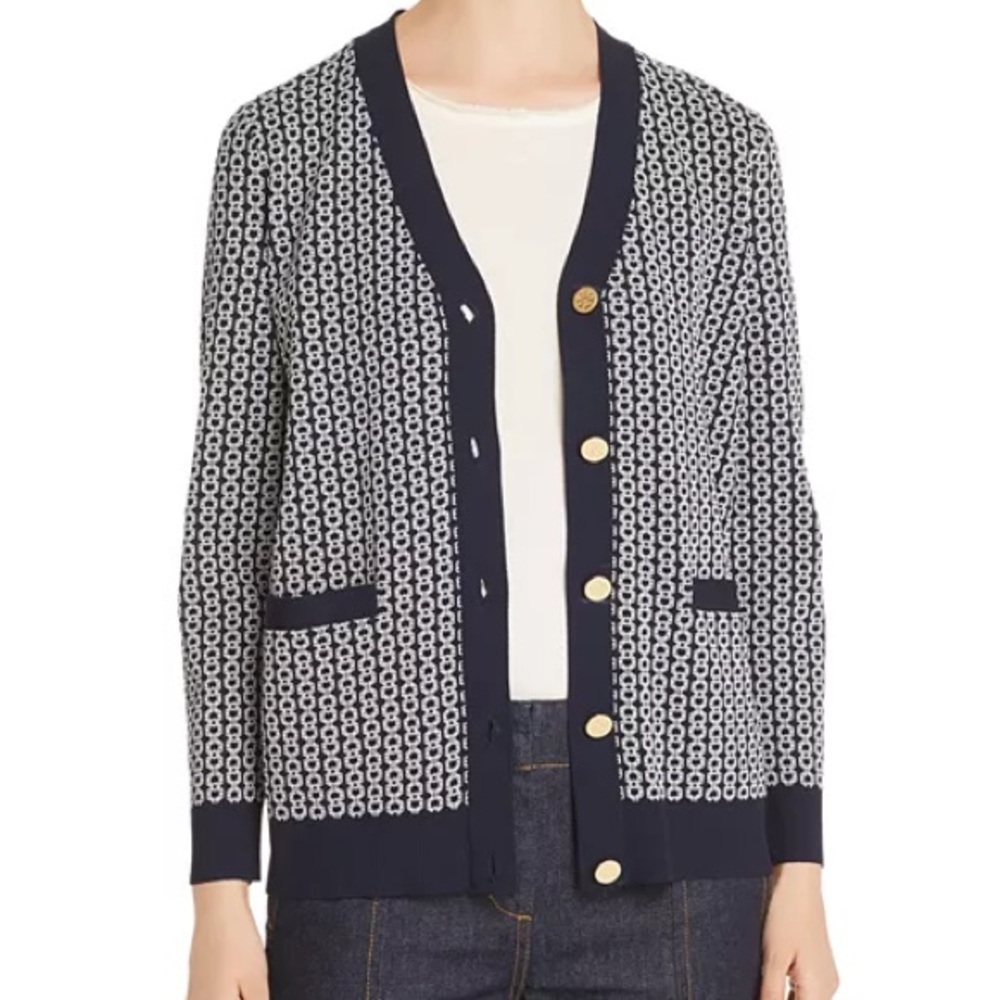 Women's Tory Burch Gemini Link-Intarsia Cardigan